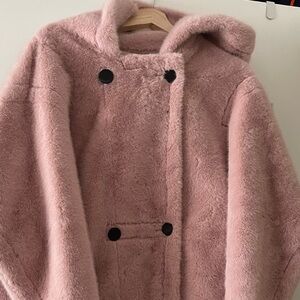 Women's Pink Faux Fur Coat